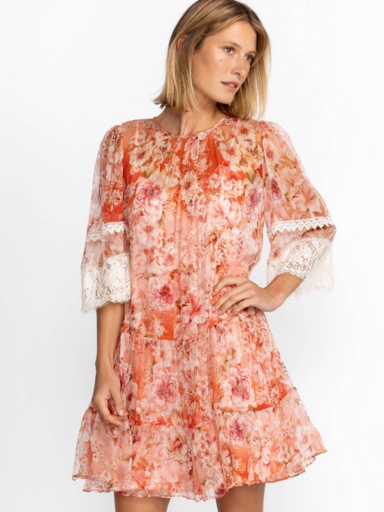 Johnny Was Dresses & Skirts - NWT Johnny Was Yours Truly Silk Floral Mini Dress Size M 2PC